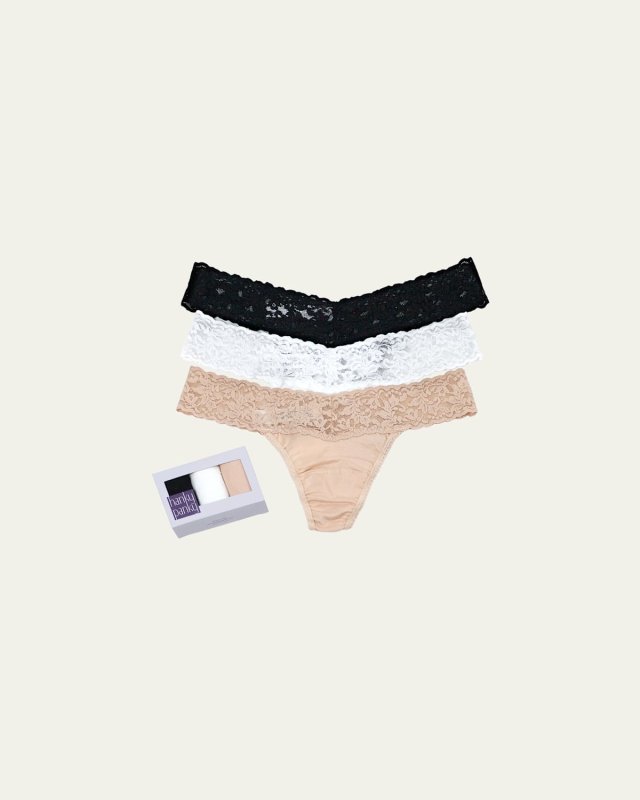 Three-Pack Low-Rise Organic Cotton Thongs